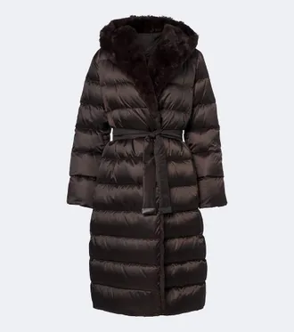 Max Mara Belted hooded puffer coat