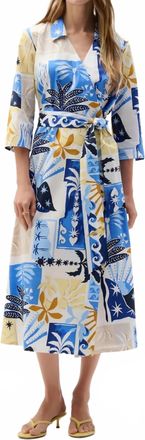 Joseph Ribkoff Tropical A-Line Wrap Dress In Vanilla/multi