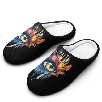 Generic Watercolor Eyes Feather Funny Mens Slippers Cotton Warm House Shoes Memory Foam Sandals Print Size 7-14