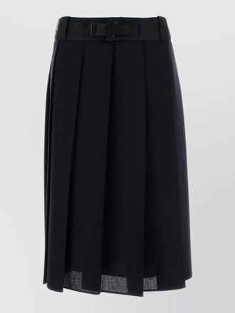 Prada wool skirt with belted waist and pleats
