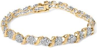 House of Brilliance 10K Yellow Gold 2.00 Cttw Round Cut Diamond S Cluster Bracelet at Nordstrom, Size 7