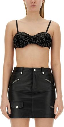 Moschino Black Embellished Scoop Neck Top