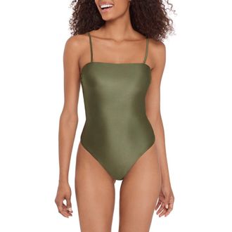 Steve Madden Open Back One-Piece Swimsuit in Olive at Nordstrom, Size X-Small