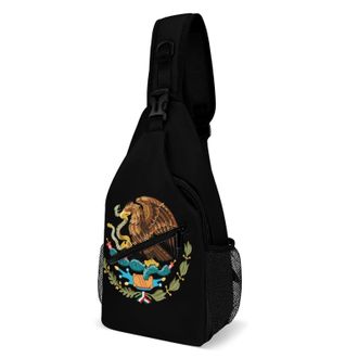 Generic Coat of Arms of Mexico Unisex Shoulder Bags Casual Crossbody Chest Bag Sling Backpack for Hiking Cycling Travel