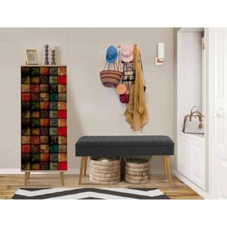 Dmora Muebles De Entrada Baham, Entrada Para Perchas, Composici&oacute;n Para Atrio, Consola De Almacenamiento Multifunci&oacute;n, 50x38h135 Cm, Roble Y Antracita, Con E