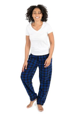 Leveret Womens Fleece Printed Holiday Pajama Pants in Plaid Black & Navy at Nordstrom, Size X-Small