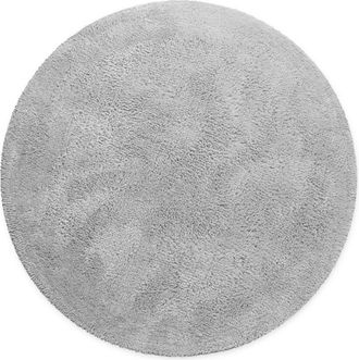 Wecon Home Alfombra de ba&ntilde;o gris claro redonda de algod&oacute;n 80 cm