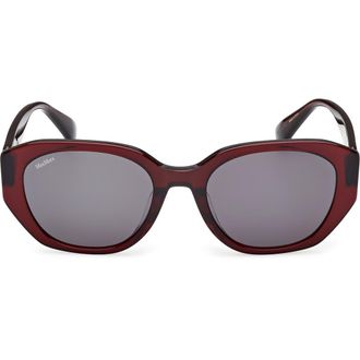 Max Mara 54mm Round Sunglasses in Shiny Bordeaux /Smoke at Nordstrom Rack