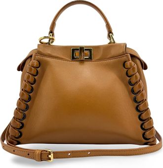 Fendi Peekaboo Whipstitch Leather Brown Leather Handbag (Pre-Owned)