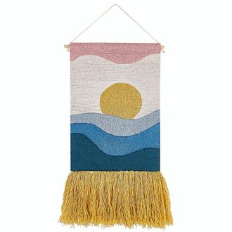 Beliani Decoraci&oacute;n De Pared De Algod&oacute;n Multicolor 52 X 90 Cm Hecho A Mano Borlas Hasilpur