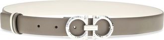 Ferragamo Womens Reversible And Adjustable Gancini Belt Haze Calf Leather Bos Taurus E Braces