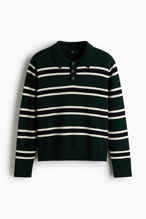 H&M Gestricktes Poloshirt in Loose Fit - Green