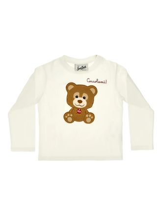 MC2 Saint Barth bear-appliqu&eacute; long-sleeve T-shirt - kids - Organic Cotton - 10 yrs - White