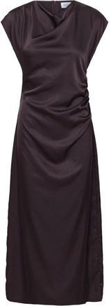Saint Tropez Jurk met kapmouwen en gedrapeerde zijkanten - Dames - Casual kleedjes - Bruin - L - Polyester - Kleedjes