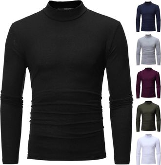 Generic Thermal Top for Men T Shirt Lightweight Winter Warm Underwear Mens Basic Cotton Comfort Sweatshirts Mens Compression Long Sleeve Shirts Base Layer Top