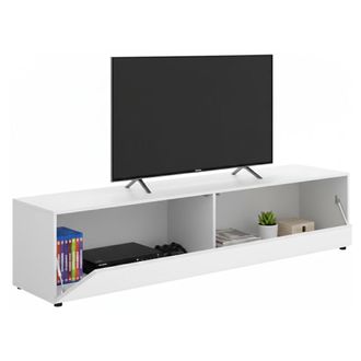 Dmora Mueble Para Tv Borger, Un Estante, Una Puerta, 2 Compartimentos, 42x180x42h Cm Blanco