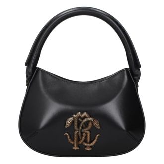 Roberto Cavalli Bolso de Piel con Logo - Bags - Mujer - Negro - ONE SIZE