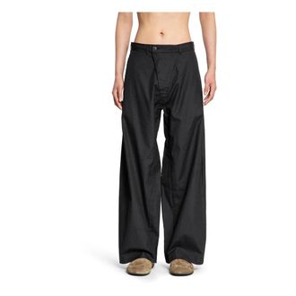 Jan-Jan Van Essche Wide Trousers, male, Black, Size: L Black Workwear Style Trousers