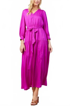 Skies Are Blue Clothing Chianti Long Sleeve Button Front Maxi Dress In Orchid