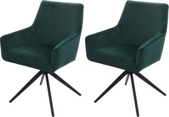 Hhg Hhg - Nunca Usado] Juego De 2 Sillas De Comedor 081, Silla De Cocina Apoyabrazos Giratorio Posici&oacute;n Autom&aacute;tica Tela Mvg, Verde