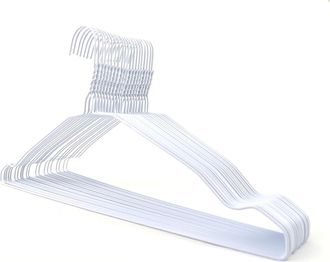 OEM Juego De 50 Perchas Blancas De Metal Con Muescas, Barras Para Pantalones, Ahorran Espacio, Para Camisetas, Vestidos Y Ropa