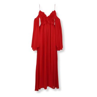 Blumarine Maxi Dresses, female, Red, Size: M Silk Georgette Maxi Dress