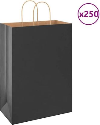 vidaXL Bolsas De Papel Con Asas 250 Uds Negra 32x17x44 Cm Vidaxl
