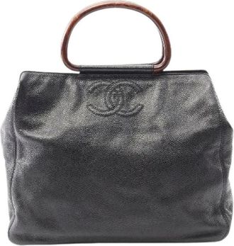 Chanel Pre-owned Handbags, female, Black, Size: ONE SIZE Pre-owned Leather Handbag