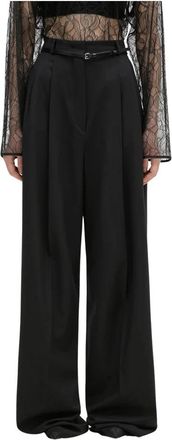Sportmax Wijde broek - Dames - Wijde Broeken - Zwart - XS - Wol - Broeken