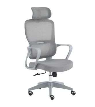 Home Heavenly Silla de oficina con reposacabezas en gris de 119-128x57x59 cm