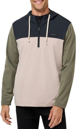Travis Mathew Brrrr Season Colorblock Half Zip Hoodie in Black Multi at Nordstrom, Size Small