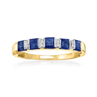 Ross-Simons Sapphire Ring With Diamond Accents in 18kt Gold Over Sterling