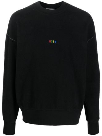 Msgm logo-embroidered fleece sweatshirt - Black