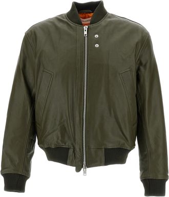 Sunflower Black Flight-Style Leather Bomber Jacket