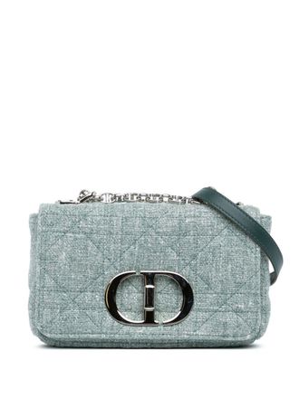 Dior Borsa a tracolla Macrocannage Caro piccola in tweed 2022 - Verde