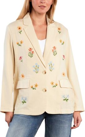 BILLY T Meadow Kiss Embroidered Blazer in Sand Dune at Nordstrom, Size X-Small