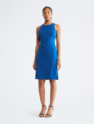 Calvin Klein Womens Halter Sheath Dress - Blue - 10