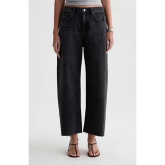 AG - Adriano Goldschmied Hattie Raw Hem High Waist Crop Barrel Jeans in Shibuya at Nordstrom, Size 24