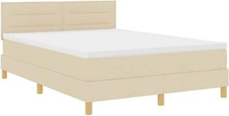 vidaXL Cama Tipo Box Spring Con Colch&oacute;n Crema 160 X 200 Cm Tela Vidaxl