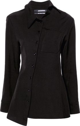 Jacquemus La Chemise Pablo asymmetric shirt - women - Viscose/Polyester - 38 - Black