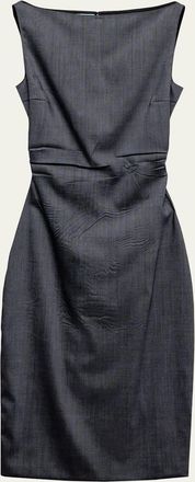 Prada Draped Boat-Neck Kid Mohair Midi Dress