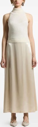 PESERICO Abito lungo in raso a collo alto - Bianco