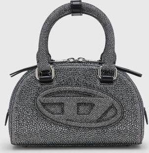 Diesel 1DR Dome - Small bowling bag in crystal Lurex - Crossbody Bags - Woman - Black