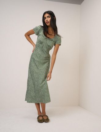 Nobody's Child Green Spotty Tia Midi Dress