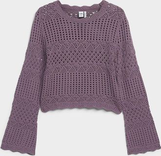 Twik Womens Bell-sleeve crocheted sweater
