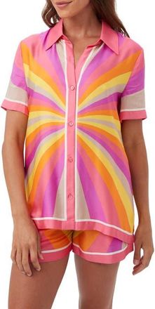 Trina Turk Ember 2 Printed Satin Button Up Top in Multi at Nordstrom, Size X-Large