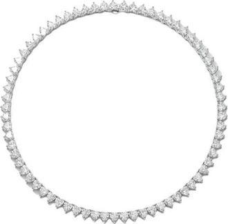 The M Jewelers NY The Iced Out Heart Tennis Necklace in Silver at Nordstrom