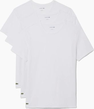 Lacoste Mens Lacoste 3 Pack Lounge Cotton T-Shirts White/White/White - Size: 44