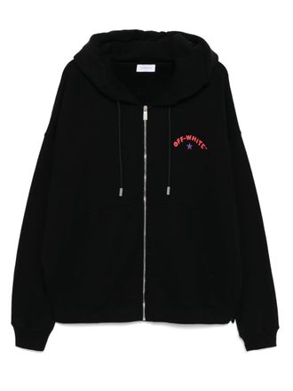 Off-white Hoodie met logoprint en rits - Zwart