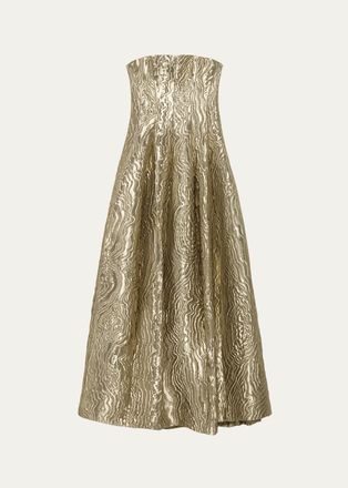 SIMKHAI Celeste Strapless Metallic Jacquard Gown